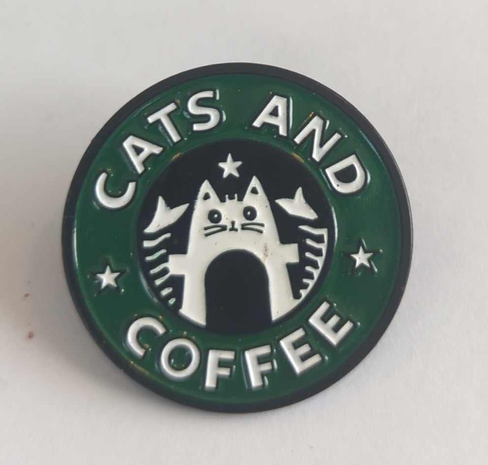 Cats and Coffee Enamel Pin