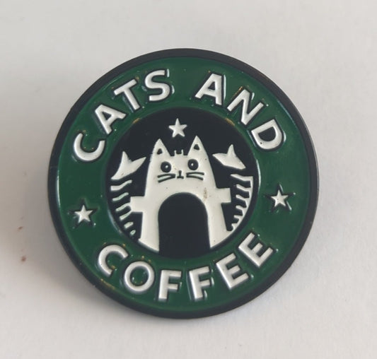 Cats and Coffee Enamel Pin