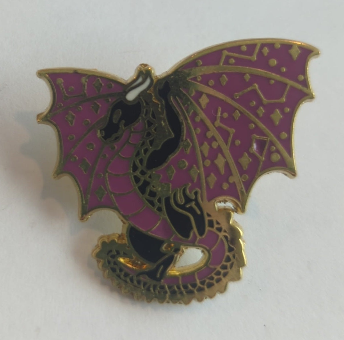 Black & Purple Dragon Constellation Flat Enamel Pin