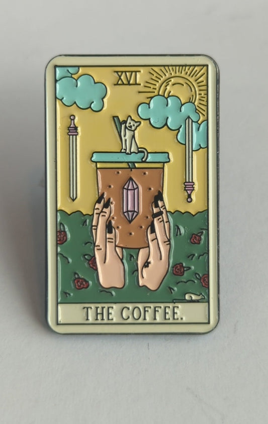 The Coffee Tarot Card Enamel Pin