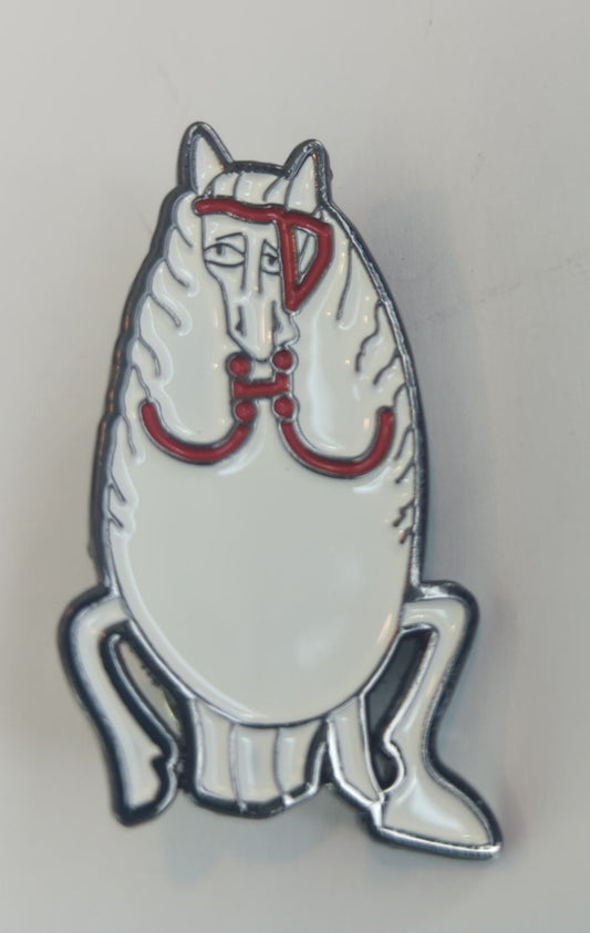 Egg Horse Midieval Marginalia Enamel Pin
