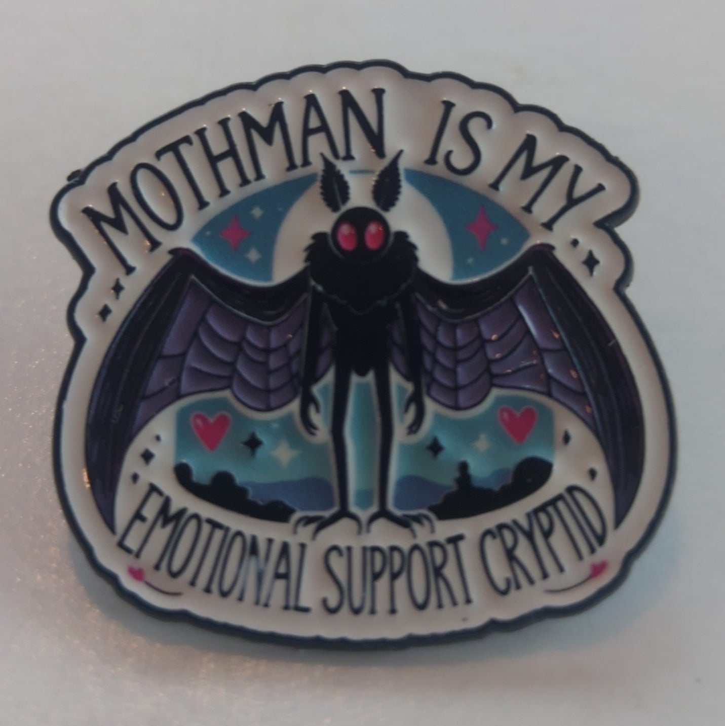Mothman is My Emotional Support Cryptid Enamel Pin