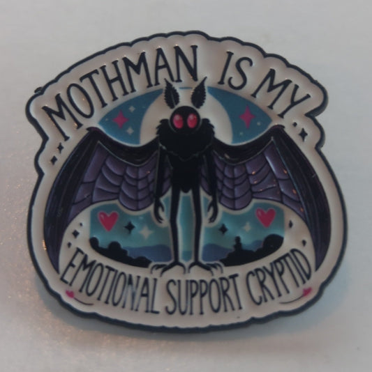 Mothman is My Emotional Support Cryptid Enamel Pin