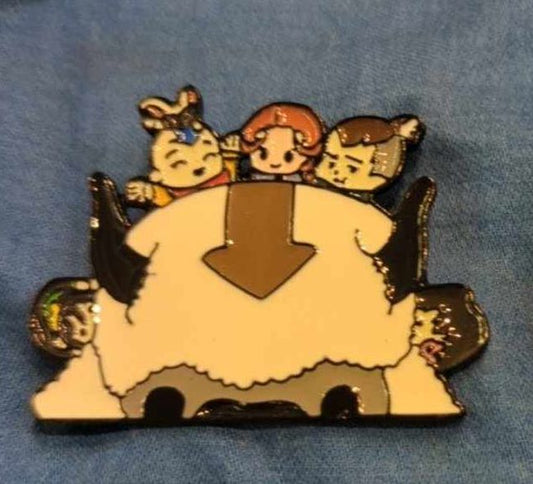 Gaang Riding Appa AtLA Enamel Pin