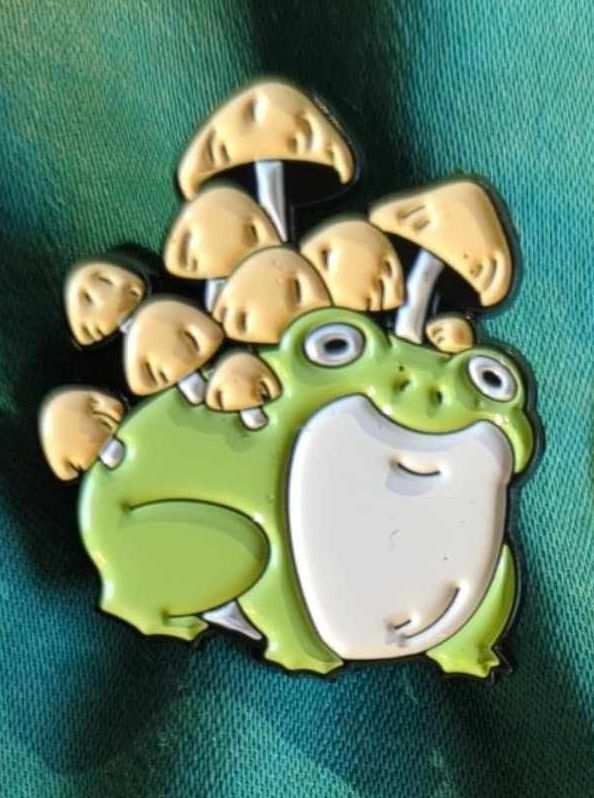 Frog with Mushrooms Enamel Pin